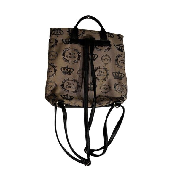 A Juicy Couture tan And Black Medium Backpack With Crown And Key. Fold Over Top - Picture 11 of 13